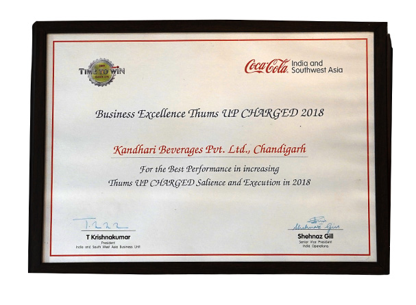 2018 Kandhari-Recognition---Best-Performance-In-Increasing-Thumps-Up-charged-Salience-and-Execution---2018